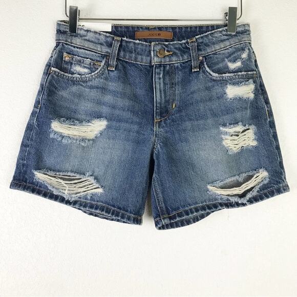 NWT Joe's Jeans Distressed Ryla Festival Summer Mid-High Rise Denim Shorts 26 - Picture 1 of 12